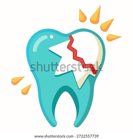 Vector of broken tooth on white background.