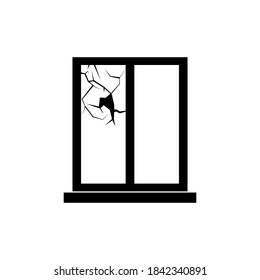 Vector Broken window pane glass icon, flat symbol on isolated white background for UI/UX and website.