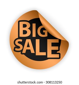 vector bronze bent sticker with big sale sign
