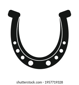 Vector bronze horseshoe black simple icon isolated