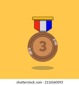vector of a bronze medal on a yellow background