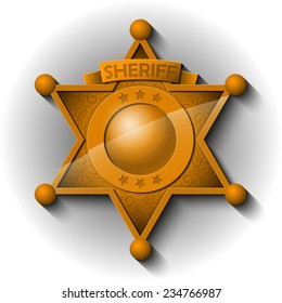 Vector bronze Sheriff Star over white background