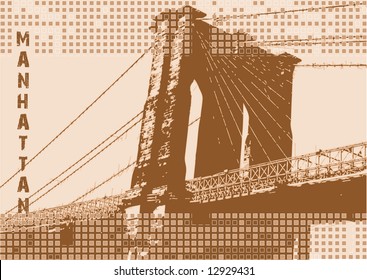 Vector Brooklyn Bridge poster, New York City