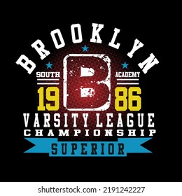 diseño de camiseta de letras de la liga de brooklyn vectorial