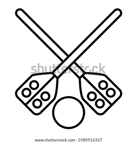Vector Broom Ball Outline Icon Design
