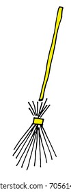 Vector broom on a long wooden handle. vector illustration. tool for cleaning isolated on white background. Witches broom stick