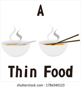 vector broth prepared with chopsticks or a spoon with a white background. suitable for background, illustration or food stall logo.