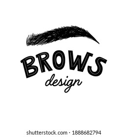 Vector brow bar logo design. Professional makeup and cosmetology. calligraphy and lettering for beauty salon. 