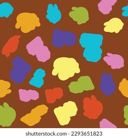 Herramientas de arte marrón vectorial con derrames coloridos en un patrón sin fisuras. Perfecto para proyectos de creación de tejidos y de scrapbooking.