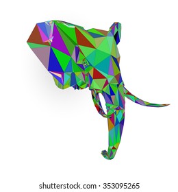 Vector. An brown Asian elephant with low polygon style