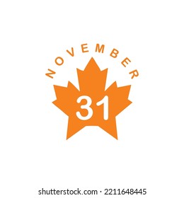 fecha de otoño de noviembre en castaño vectorial