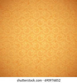 vector brown background with apples and texture of paper. Design for Jewish New Year holiday Rosh Hashanah