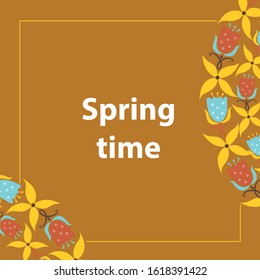 Vector brown banner with flowers