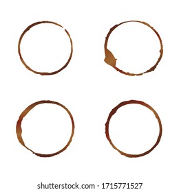 Vector Brown And Beige Coffee Cup Stains, Isolated On White Background, Tea Ring Stamps Illustration. Splashes Of Cups, Mugs And Drops. Use This High Quality Set For Your Menu, Bar, Cafe, Restaurant.