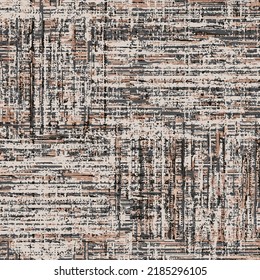 Vector brown beige fabric basket weave seamless texture. Modern geometric background. Monochrome repeating pattern with interlacing wavy lines.