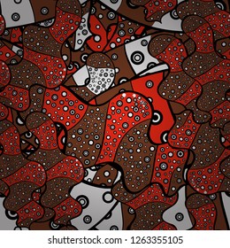 Vector. Brown, black and red on colors. Tender fabric pattern. Seamless Abstract Retro Background Design. Pattern.