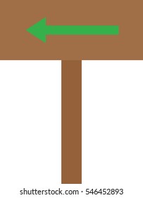 Vector brown blank arrow sign pointing left.