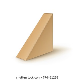 Vector Brown Blank Cardboard Triangle Take Away Boxes Packaging For Sandwich, Food, Gift, Other Products Mock up Close up Isolated on White Background
