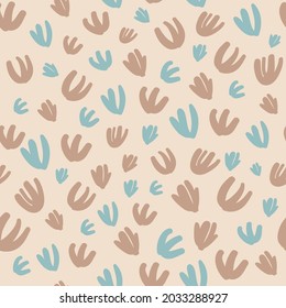 Vector brown blue doodle beige seamless pattern