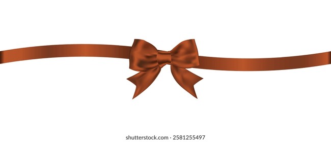 Vector brown bow and ribbon for decorating gifts, important days, birthdays, Valentine's Day, decorative articles, web pages.