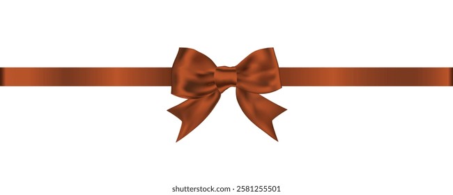 Vector brown bow and ribbon for decorating gifts, important days, birthdays, Valentine's Day, decorative articles, web pages.