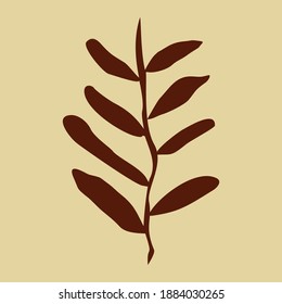 Vector brown branch with leafs nature ecology isolated icon vector illustration design

