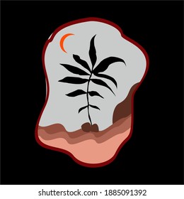 Vector brown branch with leafs nature ecology isolated icon vector illustration design on pink background. Design for wall decor, wallpaper and etc

