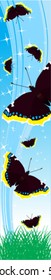 vector brown butterflies banner