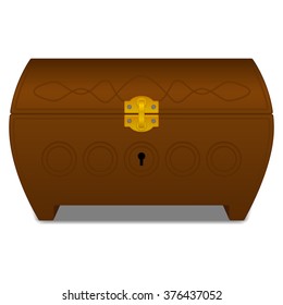 Vector brown casket with gold lock