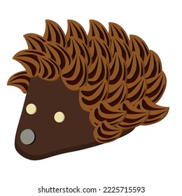 Vector brown chocolate sponge cake hedgehog isolated on white background