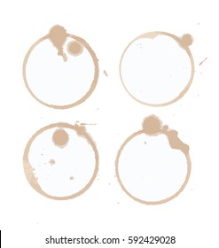 Vector brown coffee circles isolated on white