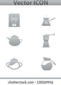 Vector brown coffee icons set and cafe icon