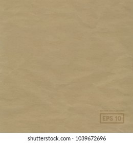 Vector brown crumpled paper cardboard texture background.