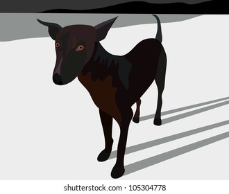 Vector - Brown dog on the white beach.Concept:I will be watching you at all times.
