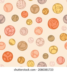 Vector brown doodle marbles seamless pattern. Hand drawn repeat background. For fabric, wallpaper, scrapbooking, card, invitations or wrapping.