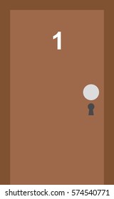 Vector brown door with white number one.