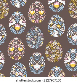 Vector Brown Easter Eggs Seamless Pattern