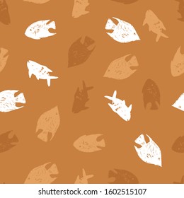 Vector brown fish monochrome repeat pattern. Perfect for fabric, scrapbooking and wallpaper projects.