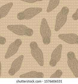 Vector Brown Floral Owls on Brown Background Seamless Repeat Pattern. Background for textiles, cards, manufacturing, wallpapers, print, gift wrap and scrapbooking.