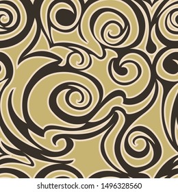 Vector brown flowing and seamless background.ornament for fabric or wrapping paper