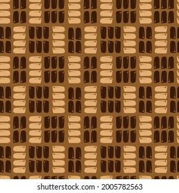 Moto de mimbre sin fisuras de cesta geométrica vectorial marrón. Perfecto para la tela, el envolvimiento de papel y los proyectos de papel pintado.