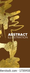 Vector Brown and Gold Design Templates for Brochures, Flyers, Mobile Technologies, Applications, Online Services, Typographic Emblems, Logo, Banners and Infographic. Golden Abstract Background.