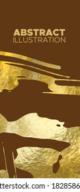 Vector Brown and Gold Design Templates for Brochures, Flyers, Mobile Technologies, Applications, Online Services, Typographic Emblems, Logo, Banners and Infographic. Golden Abstract Background.