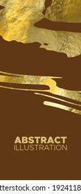 Vector Brown and Gold Design Templates for Brochures, Flyers, Mobile Technologies, Applications, Online Services, Typographic Emblems, Logo, Banners and Infographic. Golden Abstract Background.