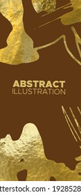 Modelos de diseño de vectores Brown y Gold para folletos, volantes, tecnologías móviles, aplicaciones, servicios en línea, emblemas tipográficos, logotipos, banners e infografía. Fondo Resumen de Oro.