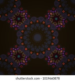 Vector brown, gray and green creative Ethnic Style mandalas seamless pattern. Unique geometric swatch. Perfect for site backdrop, wrapping paper, wallpaper, textile and surface design.