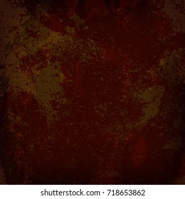 vector brown grunge background with blood splatter and a light yellow light. Halloween illustration