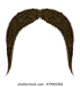 Vector Brown Hairy Mustache Isolated on White Background