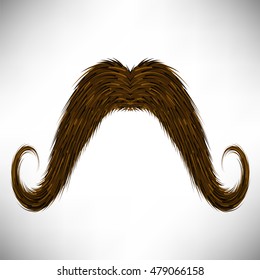 Vector Brown Hairy Mustache Isolated on Grey Background