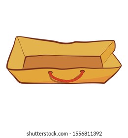 Vector Brown Hand Draw Sketch of Paper Bag with Red rope, Isolated on white
